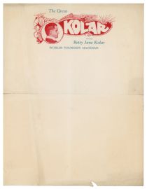 The Great Kolar and Betty Jane Kolar Letterhead