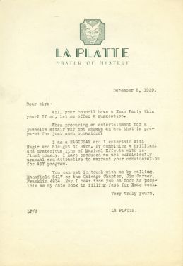La Platte, Master of Mystery Letter