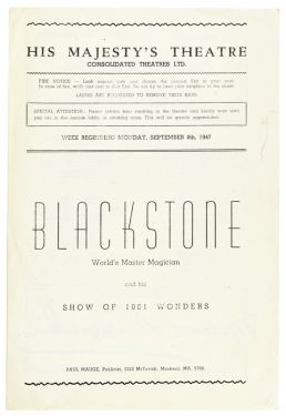 Blackstone, World's Master Magician and His Show of 1001 Wonders: His Majesty's Theatre
