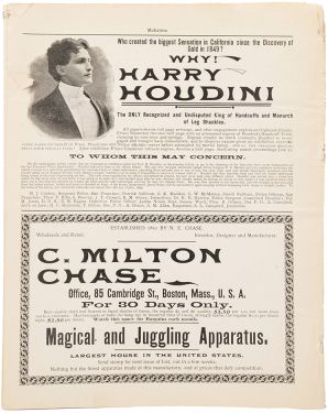 Houdini Advertisement from Mahatma 1899