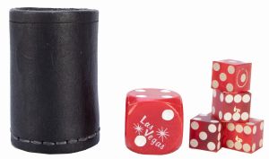 Black Leather Chop Cup with Dice