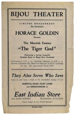 Horace Goldin at Bijou Theater